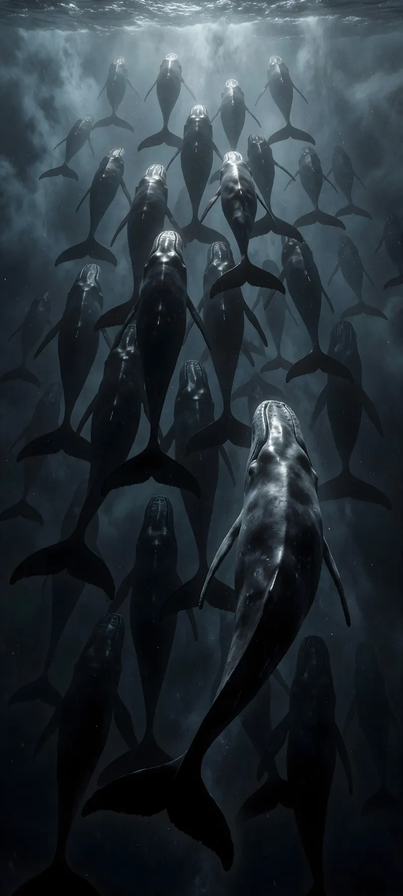dark whale swimming