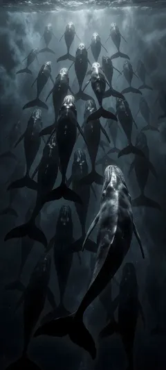 dark whale swimming