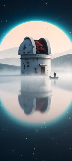 wing-roofed white observatory
