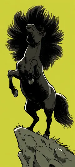wild black pony
