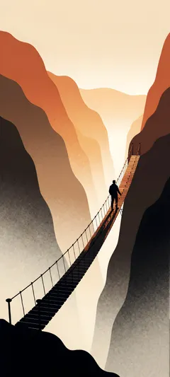 traveler on suspended bridge
