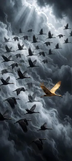 lone golden crane