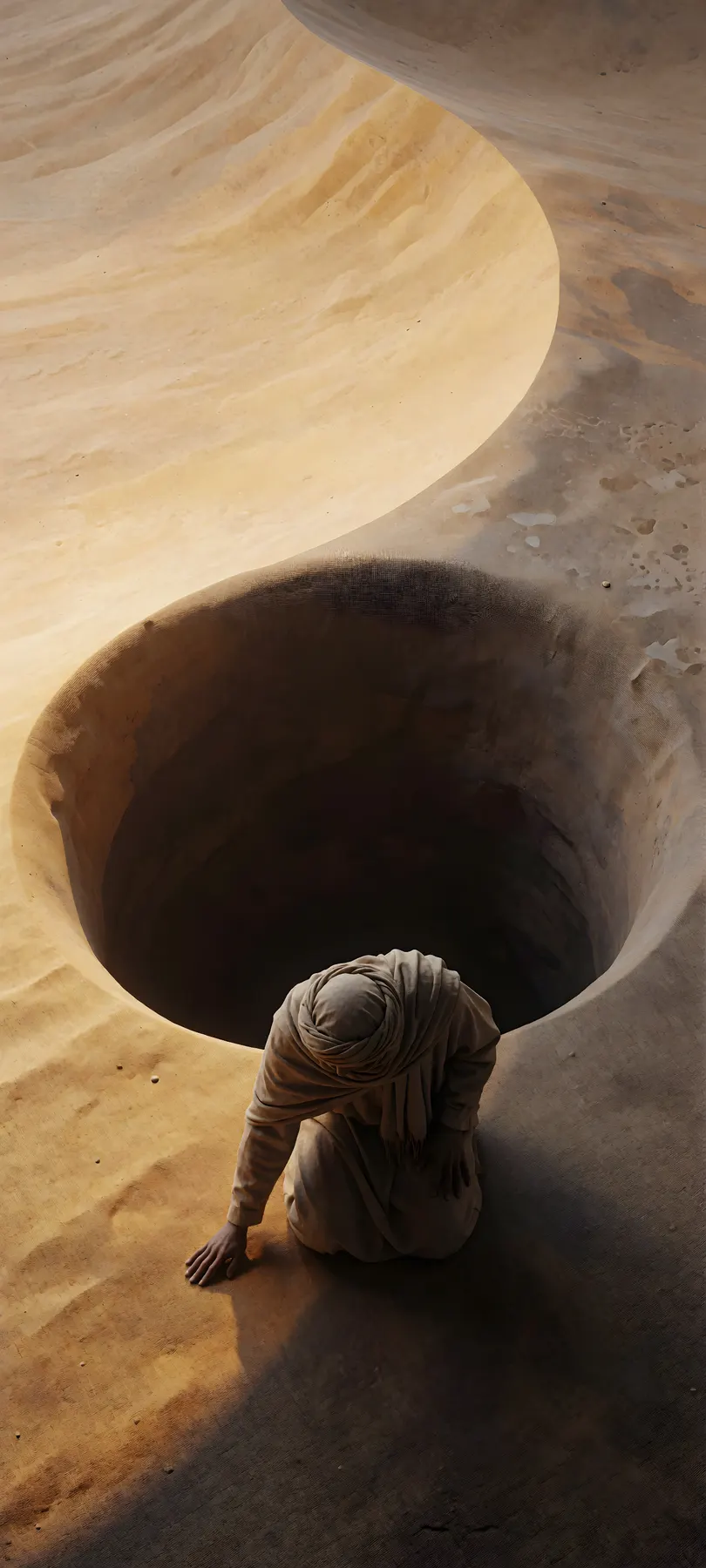 kneeling desert nomad