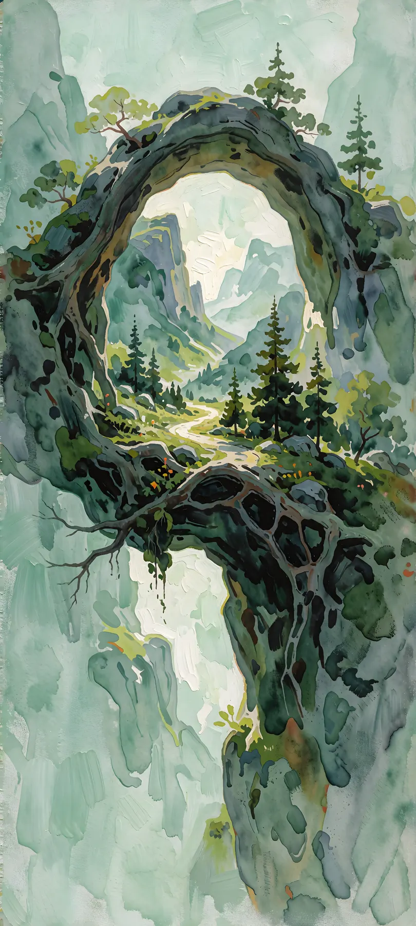 clustered evergreens