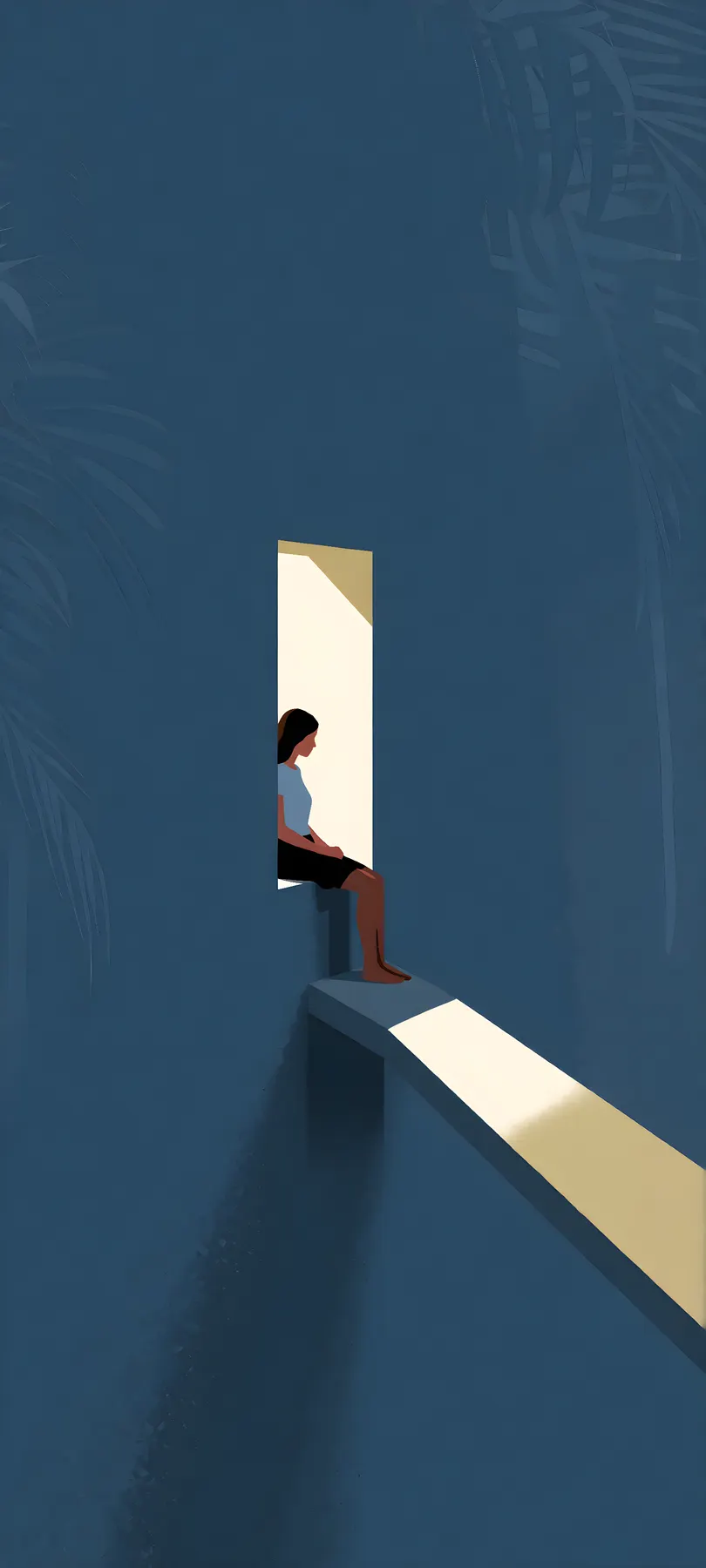 woman in illuminated opening