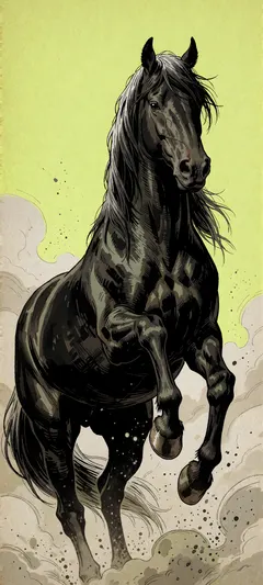 aged black stallion