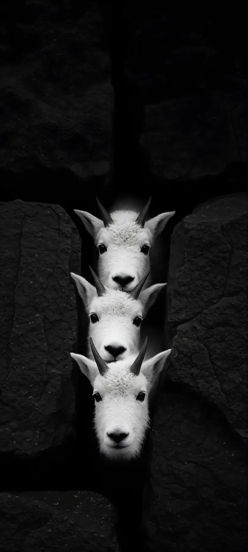three mountain goat kids