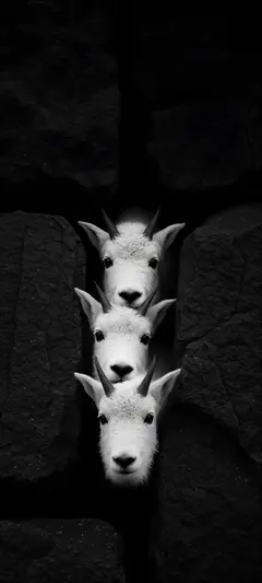 three mountain goat kids
