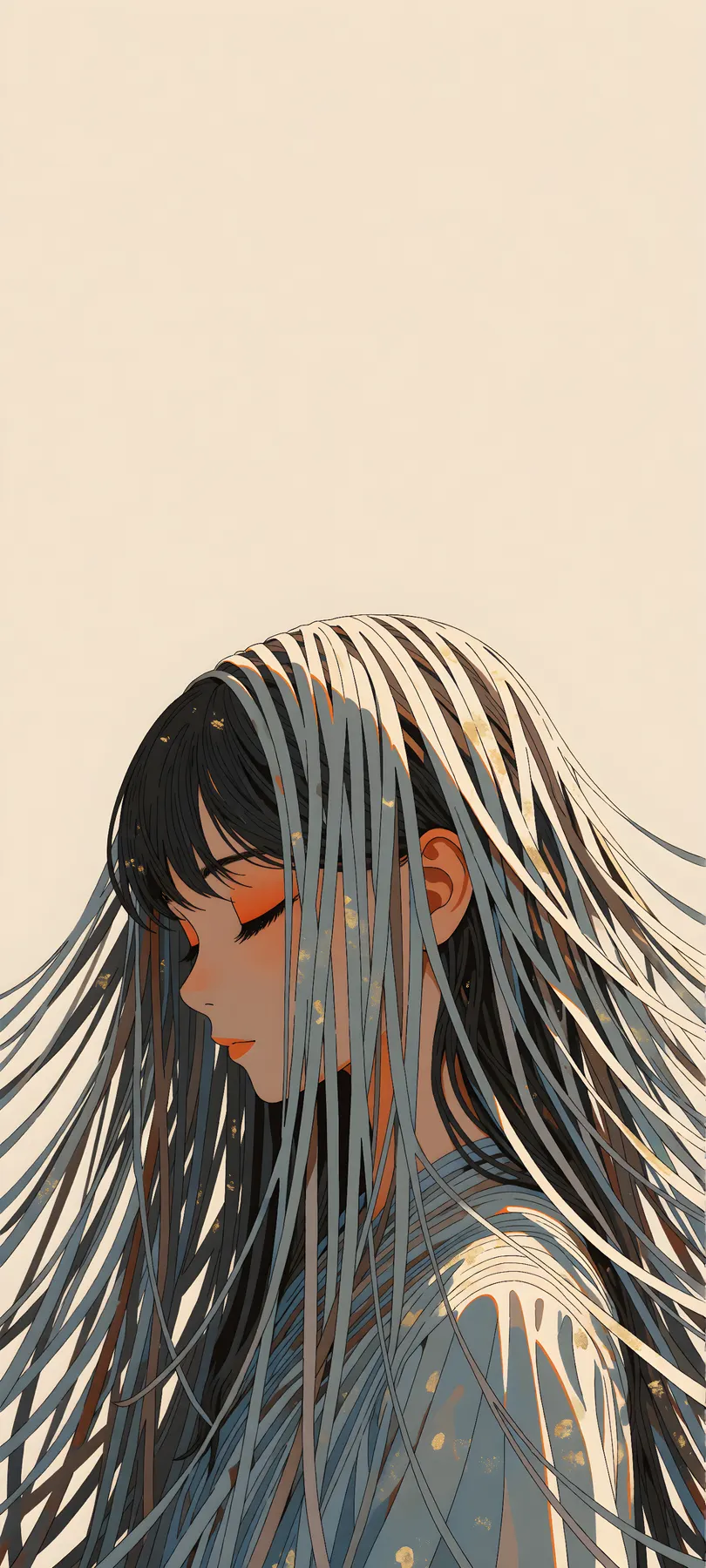 woman with ribbon hair