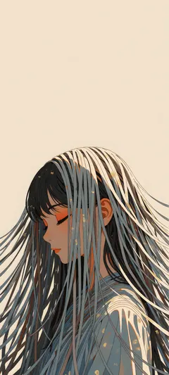 woman with ribbon hair