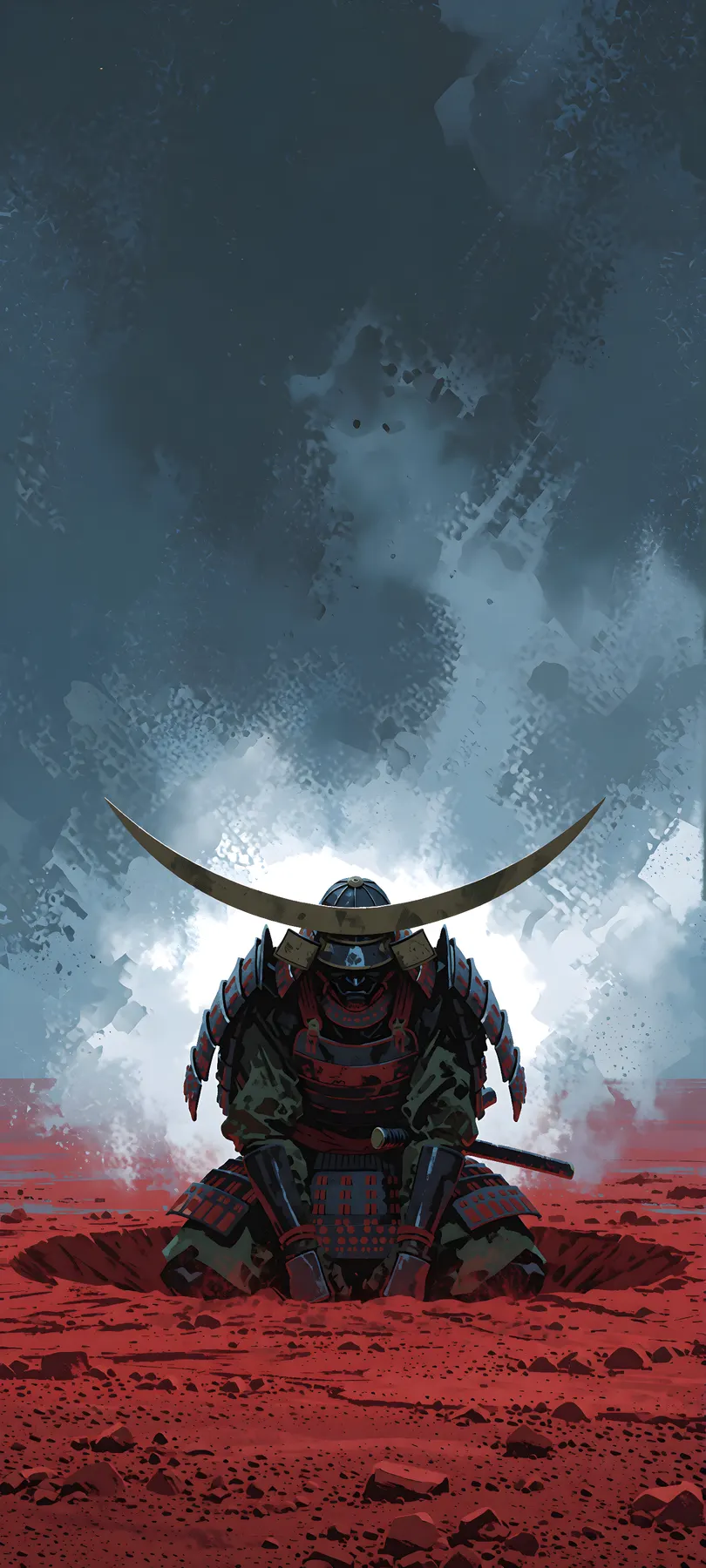 kneeling armored samurai