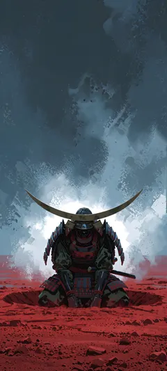 kneeling armored samurai