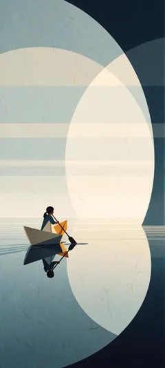 child in paper boat