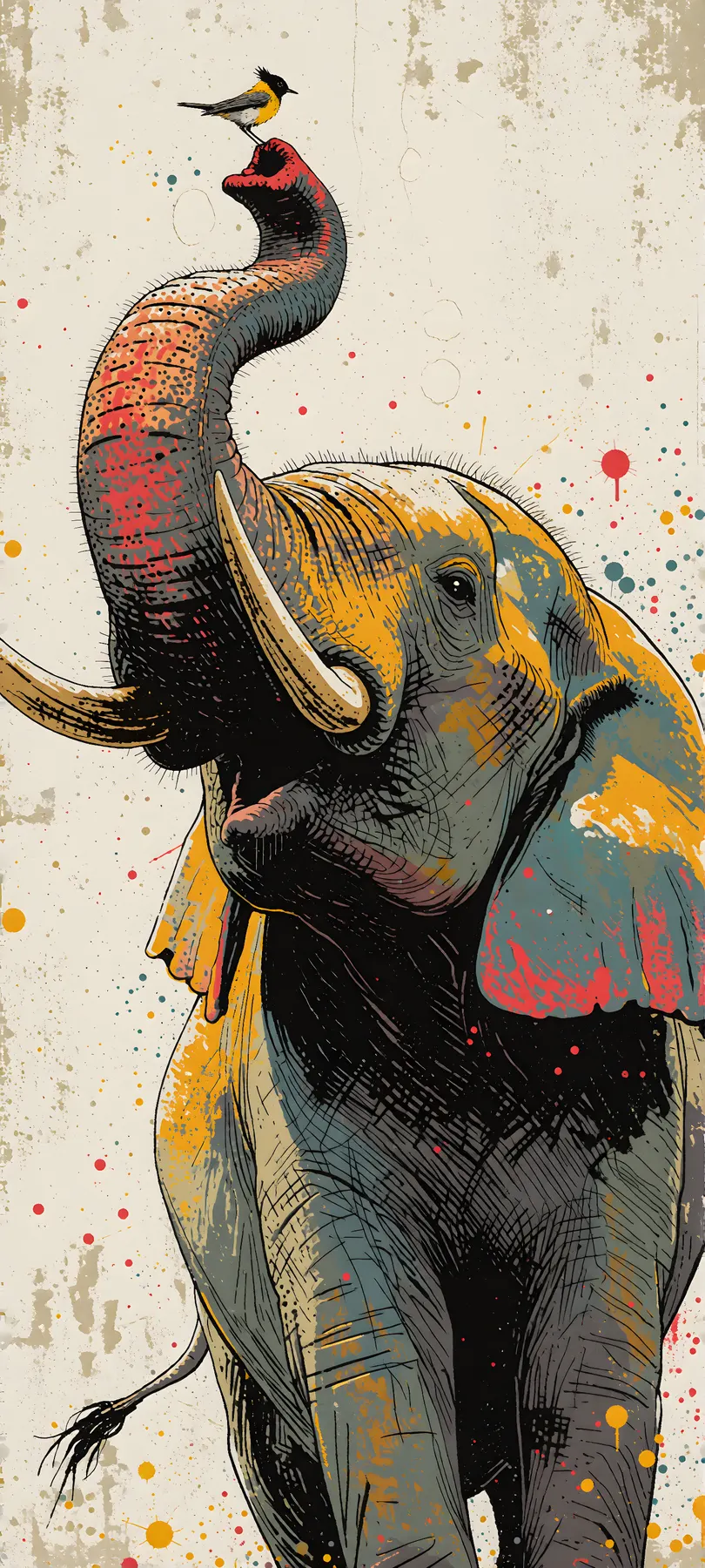 weathered elephant and bird