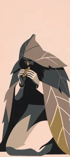 kneeling forest hermit